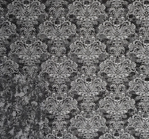 Jacquard Doppelseitig Totenkopf Ornamente grau