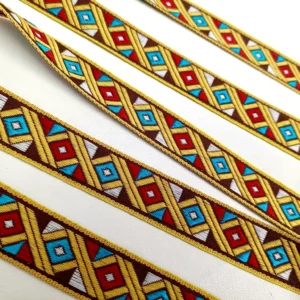jacquardborte-gelb-rot-tuerkis-braun-ethno-muster-rauten-zierband-22mm-meterware